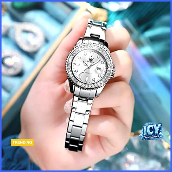 Stainless Steel Dress Watch with Diamond Roman Numerals